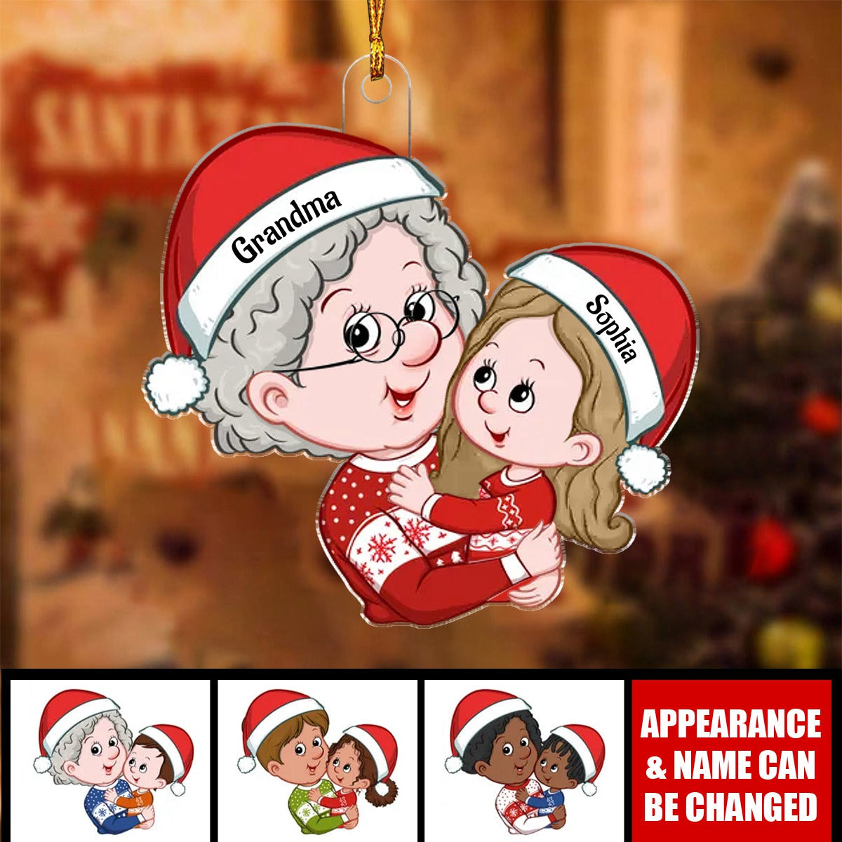 Personalized Grandma And Grandkid Christmas Ornament