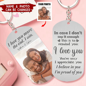 Custom Personalized Couple Keychain - Gift Idea For Couple/ Him/ Her/ Valentine's Day - I Love You More The End I Win