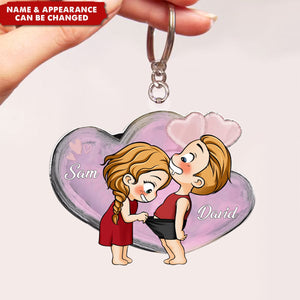 Cute Couple - Gift For Husband Wife, Anniversary - Personalized Acrylic Keychain