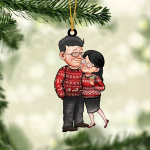 A Gift To My Wife, A Couple In A Standing Embrace. - Personalized Christmas Ornament