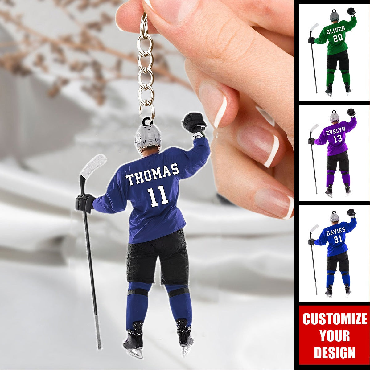 Ice Hockey Keepsake - Personalized Acrylic Keychain, Gift For Hockey Player