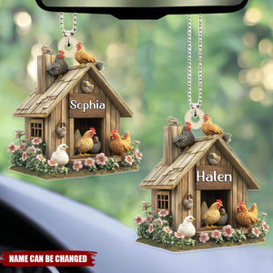 Personalized Chicken Coop Car Ornament - Gift For Chicken Lovers, Farmers