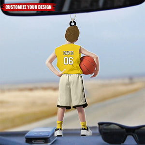 Personalized Basketball Boy Car Ornament, Basketball Keepsake, Basketball Gift For Kid