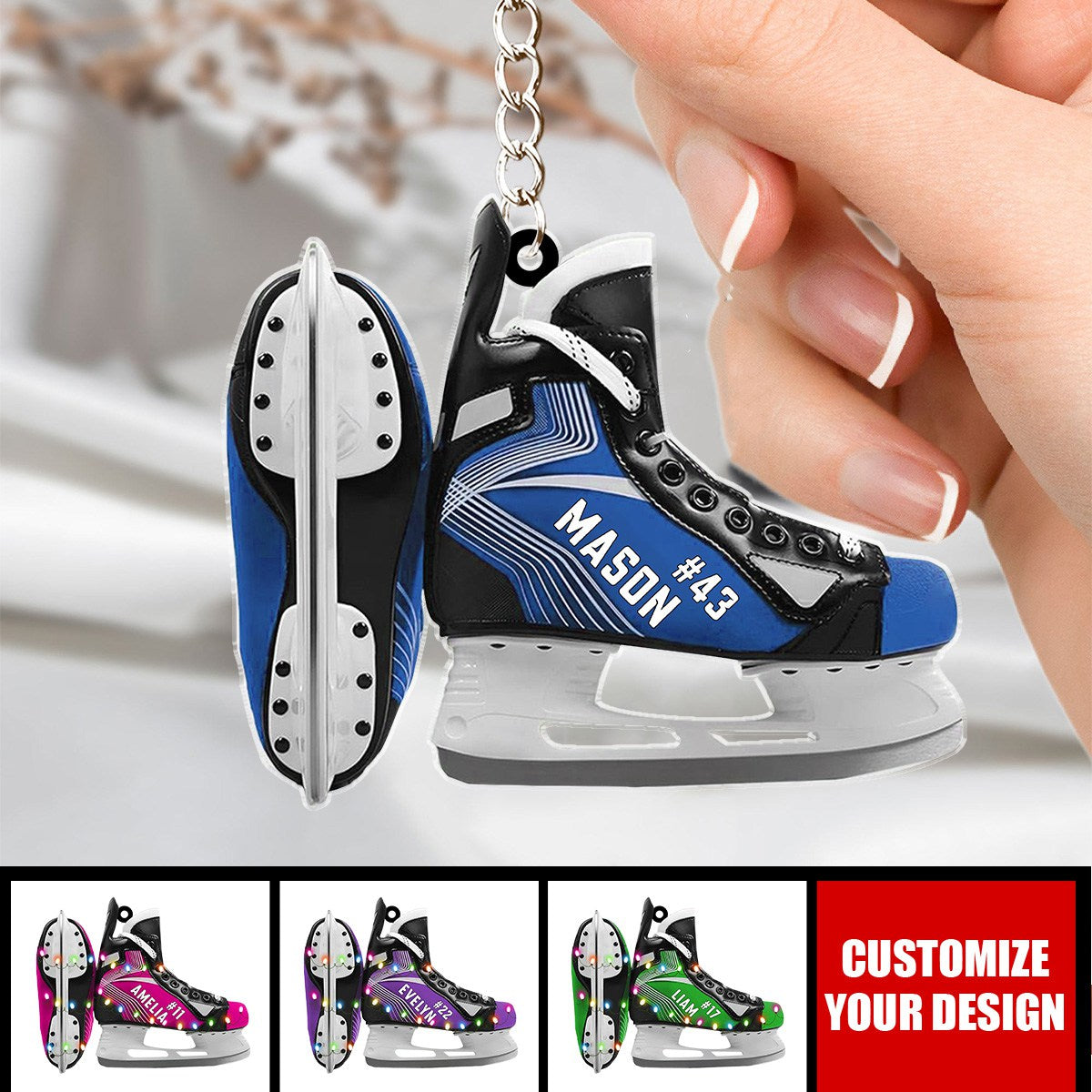 Ice Hockey Skates - Personalized Acrylic Keychain