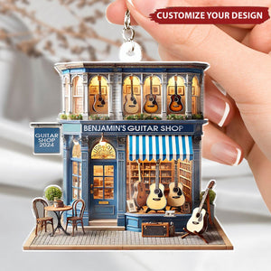 Guitar Shop - Personalized Acrylic Keychain, Gift For Guitar Player