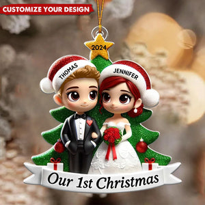 Our First Christmas Married Wedding Couple - Personalized Acrylic Christmas Ornament