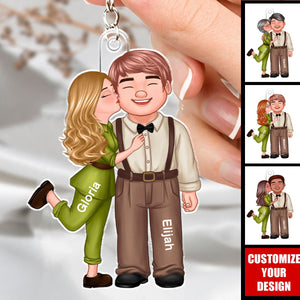 Happy Couple Annoying Each Other - Personalized Acrylic Keychain