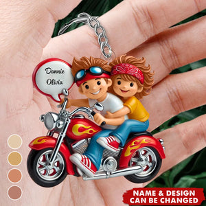 Motorcycle Couple Personalized Acrylic Keychain, Gift for Boyfriend Girlfriend