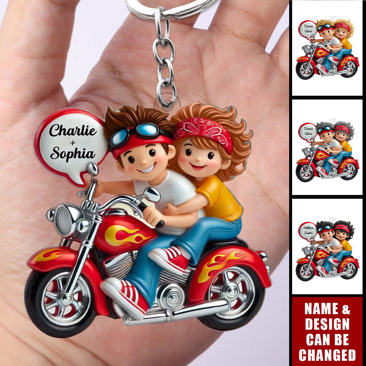 Motorcycle Couple Personalized Acrylic Keychain, Gift for Boyfriend Girlfriend