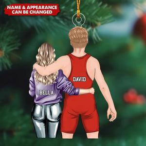 Personalized Ornament, Christmas Gift For Couple, Wrestling Mom, Boyfriend, Son, Brother, Grandson, Gift For Wrestling Lovers