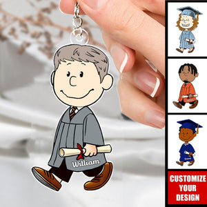 Graduation Cap And Gown - Personalized Acrylic Keychain, Gift For Graduate