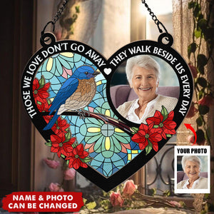 Custom Photo I'm Always With You Memorial Heart - Personalized Window Hanging Suncatcher Ornament