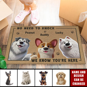 No Need To Knock, My Dog Already Told Me You're Here - Personalized Doormat, House Warming Gift For Pet Owners, Pet Lovers