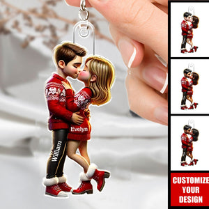 Pretty Couple Kissing - Personalized Acrylic Keychain, Gift For Him, For Her