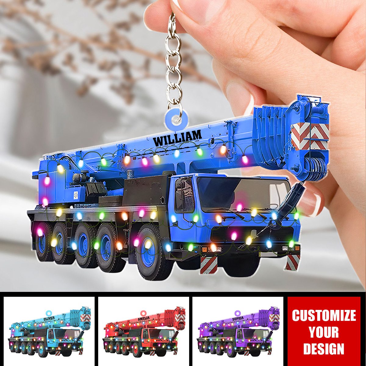 Crane Vehicles - Personalized Acrylic Keychain, Gift For Heavy Equipment Operator