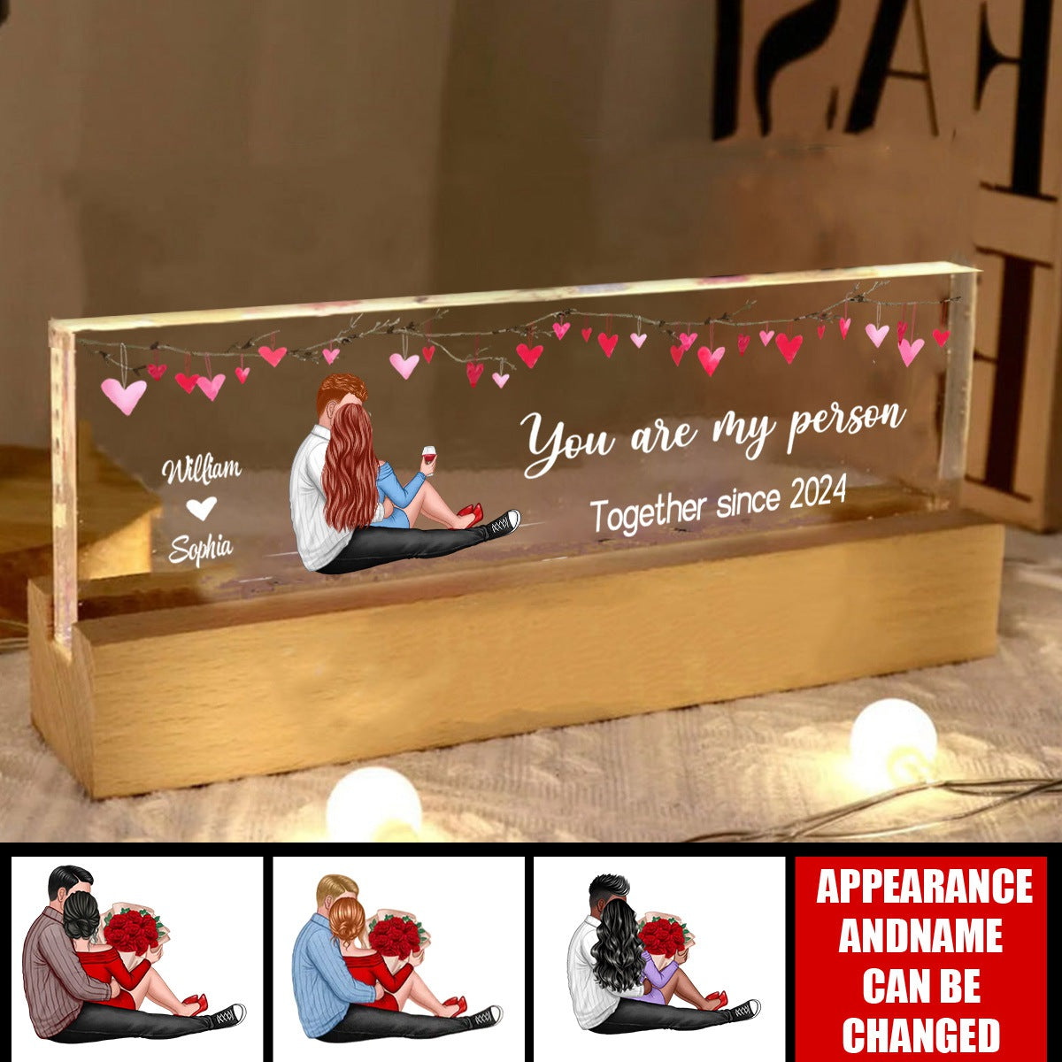 You Are My Person Couple Sitting Personalized Acrylic LED Night Light