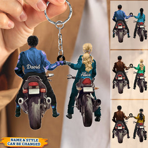 Personalized Biker Couple Back View Keychain - Perfect Gift For Couple