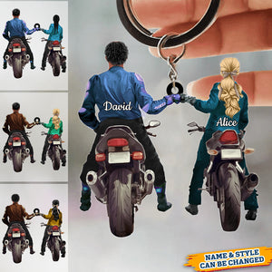 Personalized Biker Couple Back View Keychain - Perfect Gift For Couple