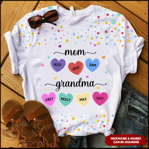 Mom Grandma And Sweet Heart Grandkids Personalized  T-shirt