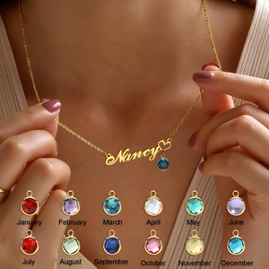 Personalized Name Necklace for Women Pendant with Birthstone