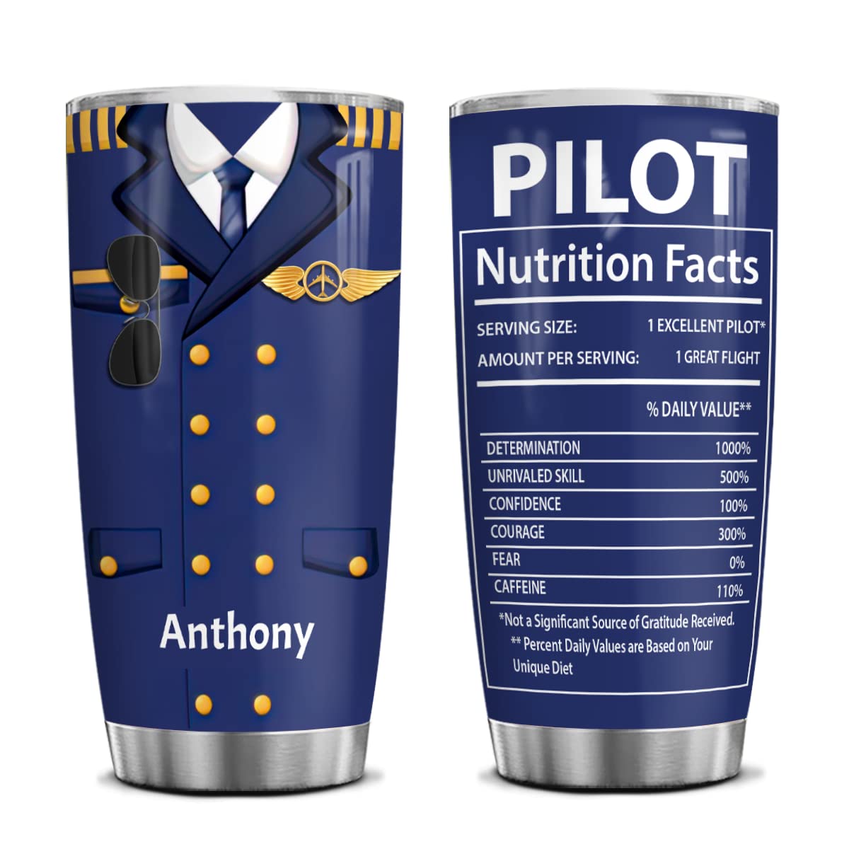 Personalized Nutrition Facts Tumbler Coffee Helicopter Airplane Gifts -  newsvips