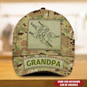 Grandpa Papa Daddy Veteran Fist Bump Fathers Day Family Personalized Cap