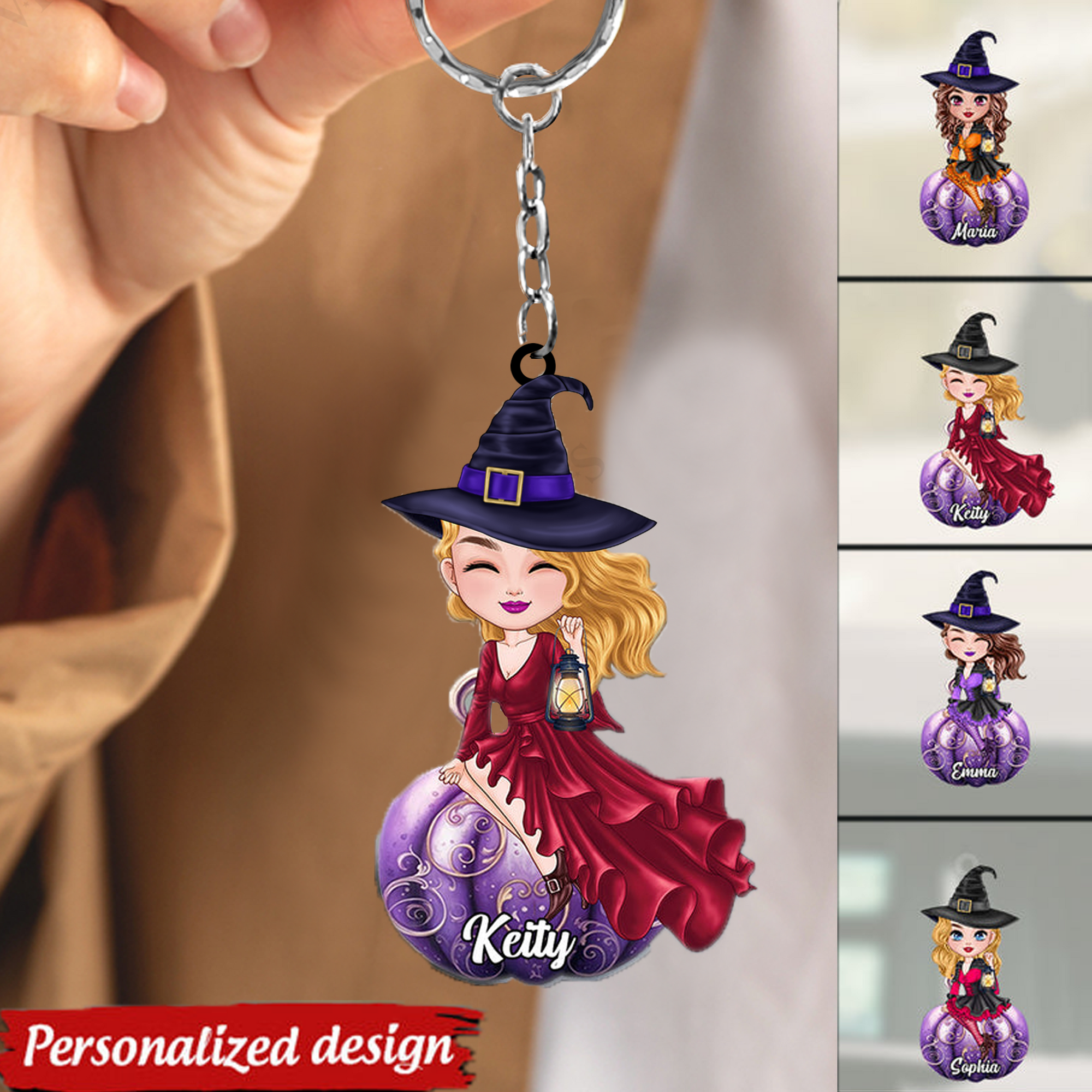 Halloween Witch Vibe Gift Personalized Keychain