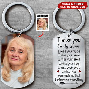 I Miss Your Voice Custom Photo Memorial Stainless Steel Keychain