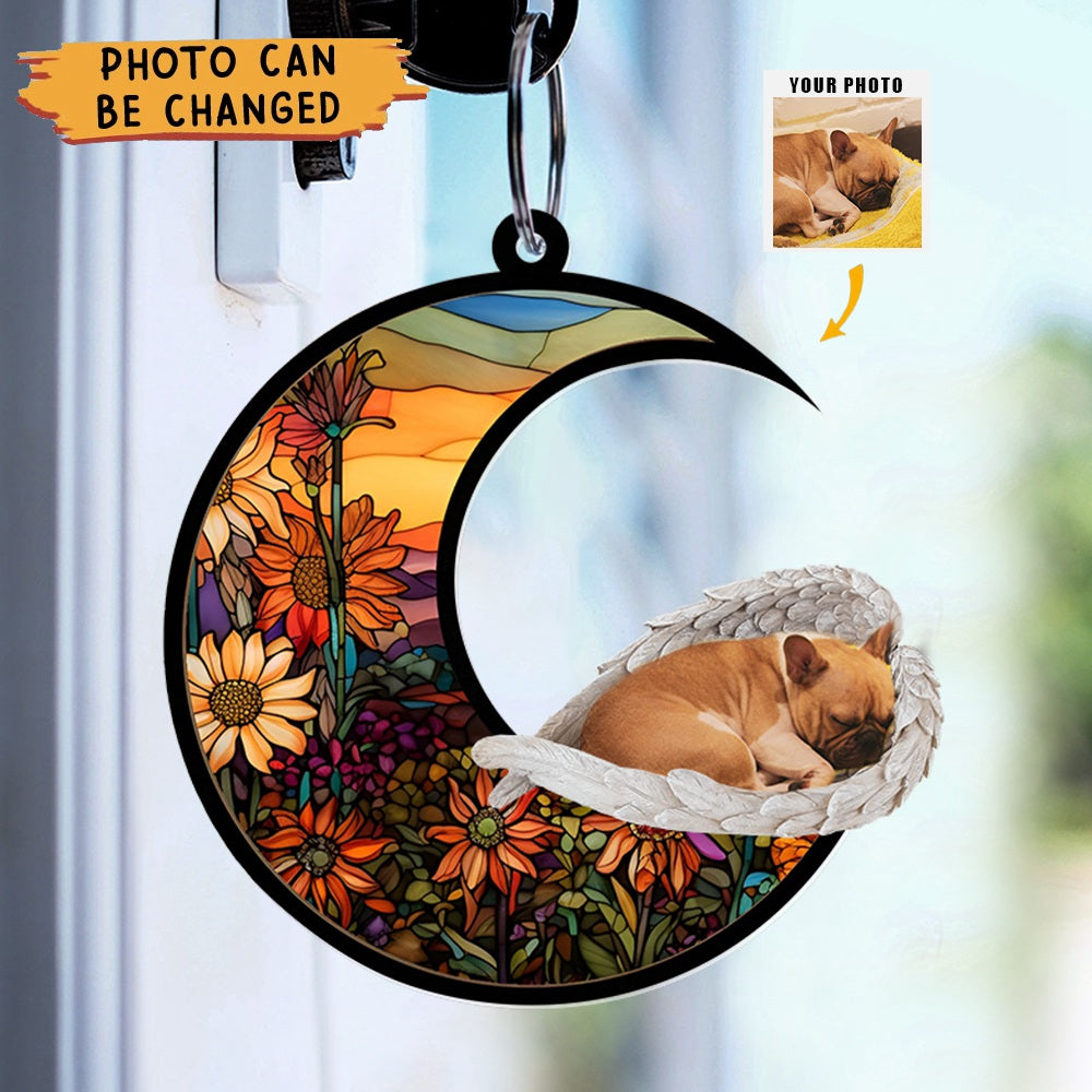 Custom Photo Pet With Angel Wings - Personalized Suncatcher Photo Keychain