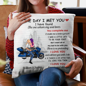 I Love You Forever And Always - Motorcycle Kissing Couple Personalized Pillow