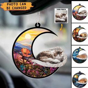 Custom Photo Pet With Angel Wings - Personalized Suncatcher Photo Ornament