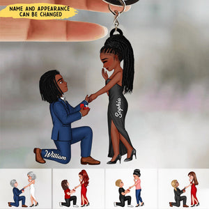 Proposal Memory Engagement Doll Couple Personalized Acrylic Keychain