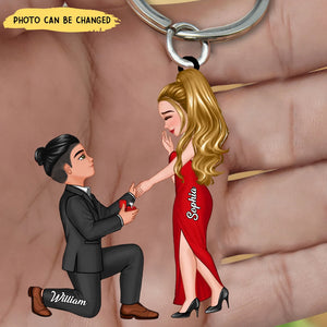 Proposal Memory Engagement Doll Couple Personalized Acrylic Keychain