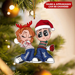 Christmas Y2K Couple Personalized Acrylic Ornament, Christmas Gift for Him for Her