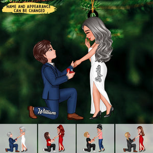 Proposal Memory Engagement Doll Couple Personalized Acrylic Christmas Ornament