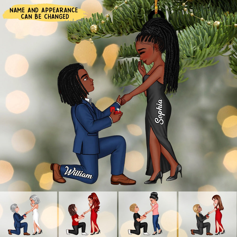 Proposal Memory Engagement Doll Couple Personalized Acrylic Christmas Ornament