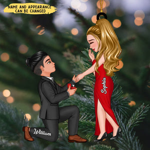 Proposal Memory Engagement Doll Couple Personalized Acrylic Christmas Ornament