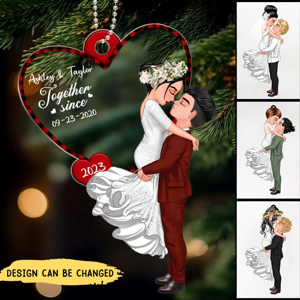 Hugging Couple Together Since Heart Personalized Ornament