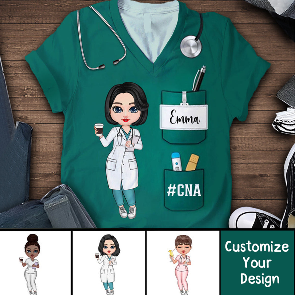 Nurse Life Pretty Doll Nurse Personalized V-neck T-shirt