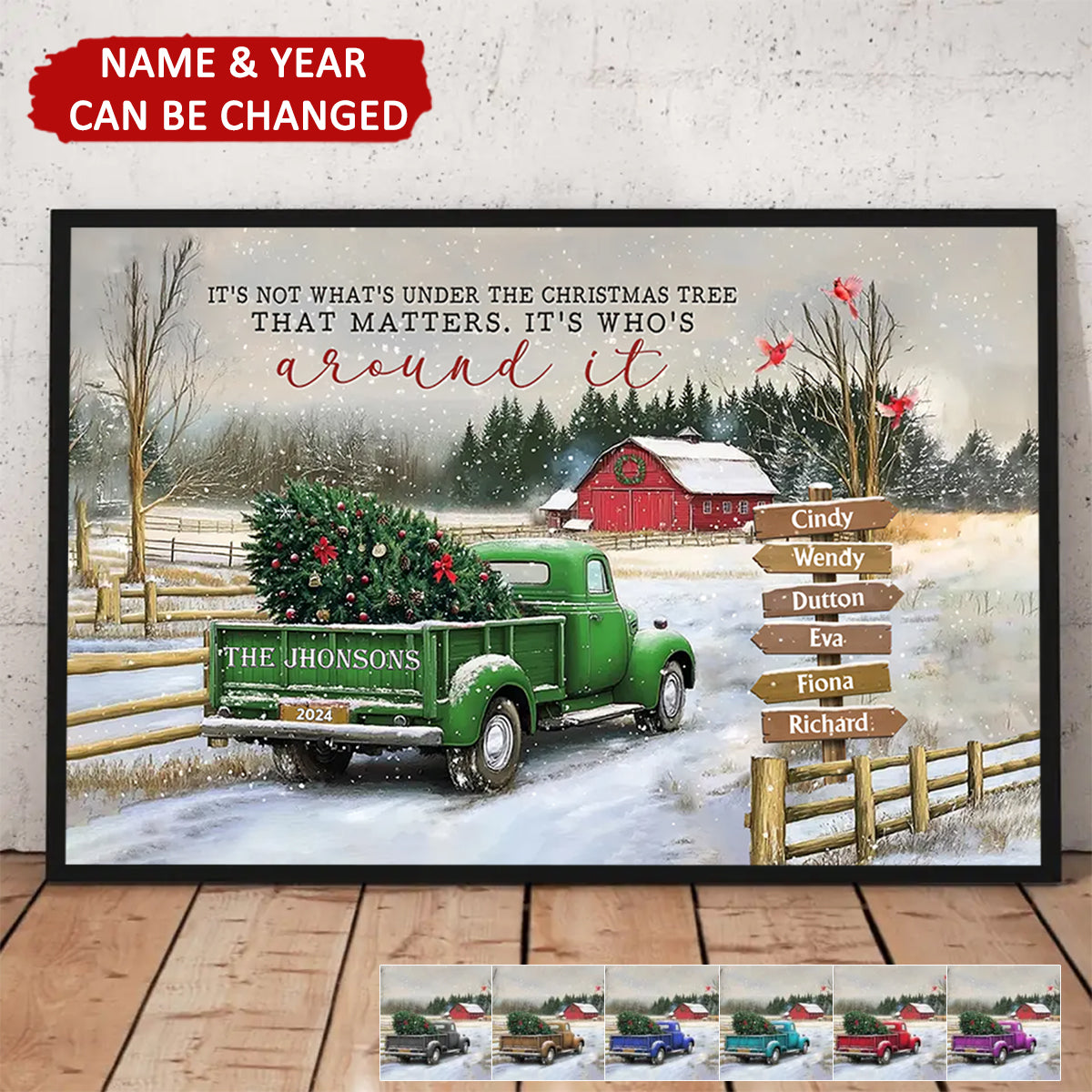 Family Christmas Truck Personalized Canvas