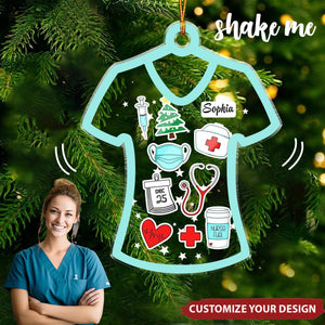 Personalized Nurse Life Christmas Ornament, Nurse Girl Christmas Ornament, Custom Nurse Name, Custom Doctor Gift, 4D Shake Nurse Ornament