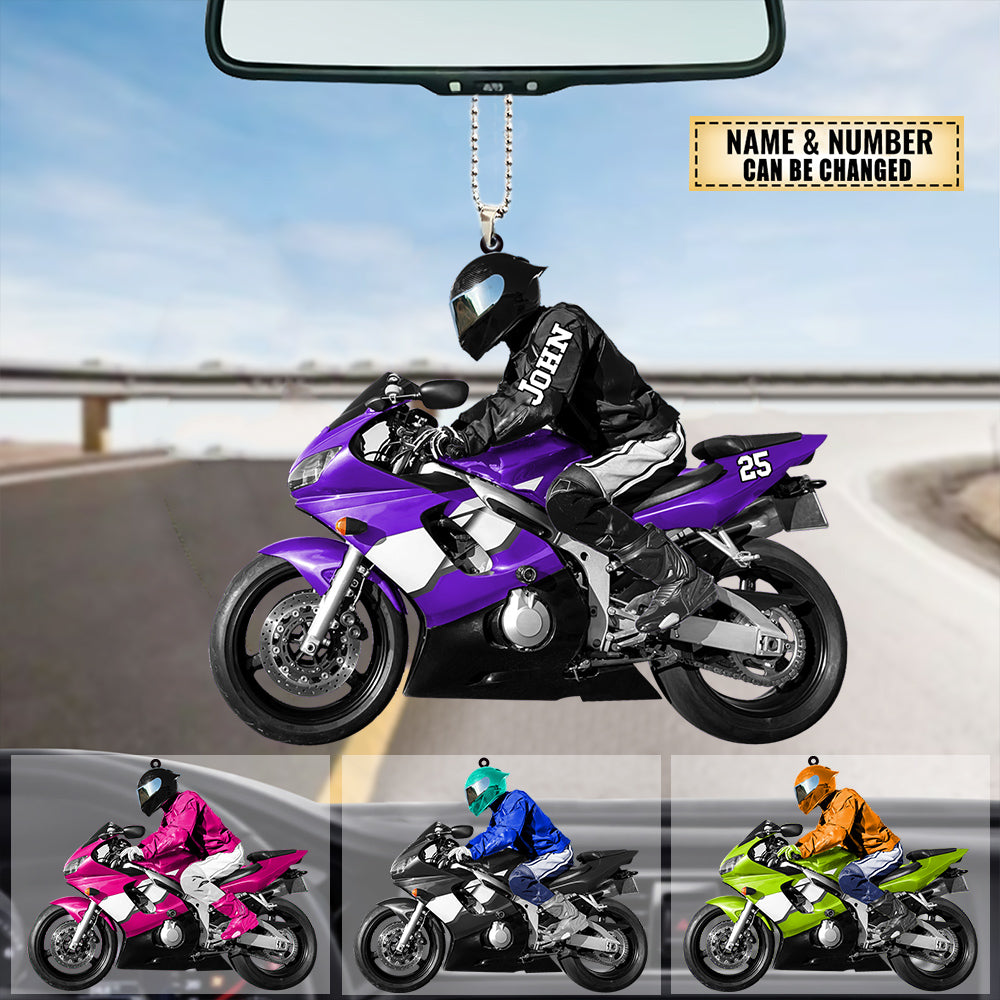 Personalized Motocross Biker Car Ornament - Great Gift Idea For Motor Racers