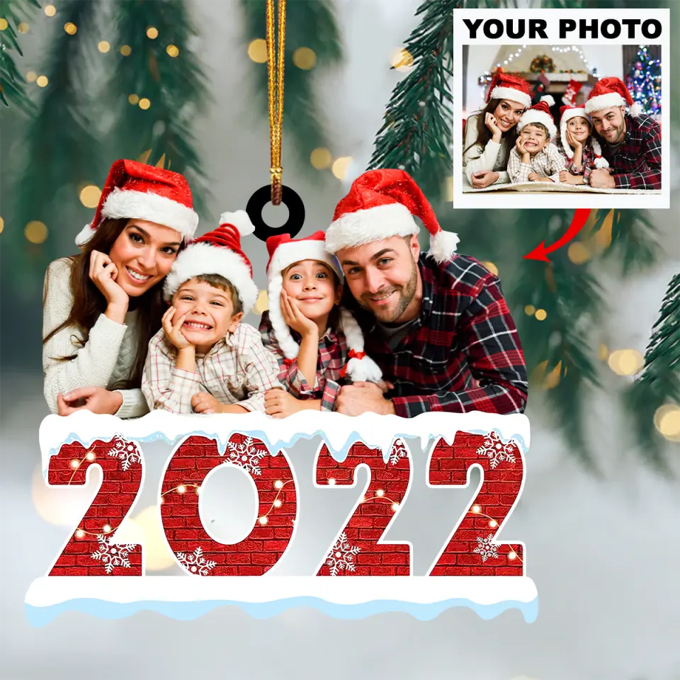 Personalized Photo Acrylic Christmas Ornament - Gift for Family/Bestie/Friends/Love