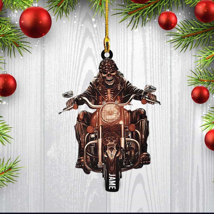 Personalized Skull Burn Rubber Motorcycle Acrylic Ornament