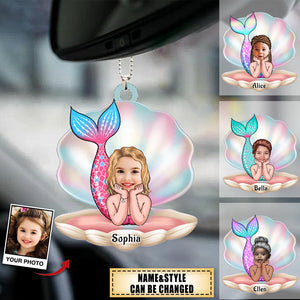 Personalized Cute Mermaid Girl Upload Photo Ornament