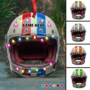 Racing Helmet With Christmas Light - Personalized Christmas Ornament