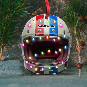 Racing Helmet With Christmas Light - Personalized Christmas Ornament