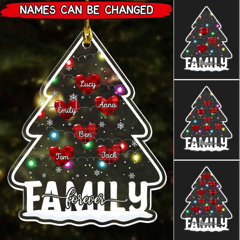 Christmas Family Tree Sweet Heart Members Personalized Ornament