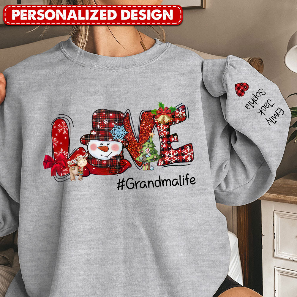 Personalized Love Snowman Grandma Mom Life Sweatshirt