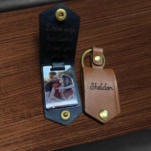 Personalized Photo Keyring in Leather Case - Best Gift For Your Loved One